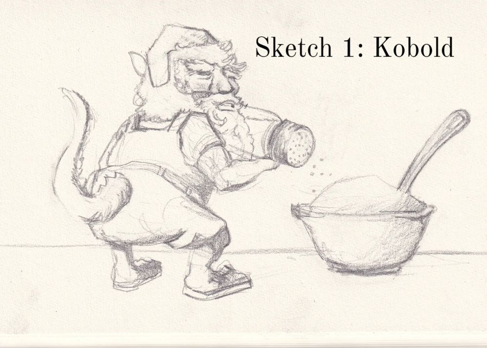 A kobold playing a prank on the house by pouring salt in the sugar bowl.