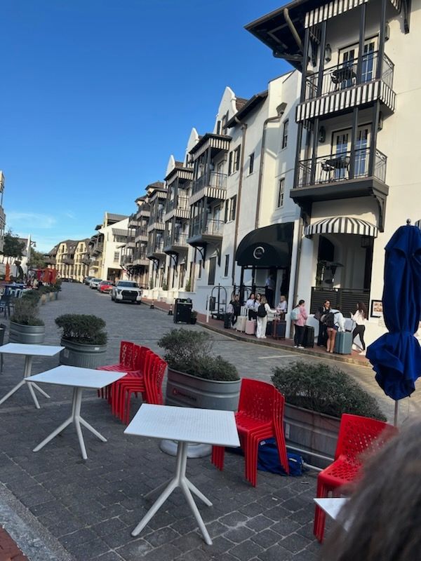 cobblestone street & buildings in Rosemary Beach, FL