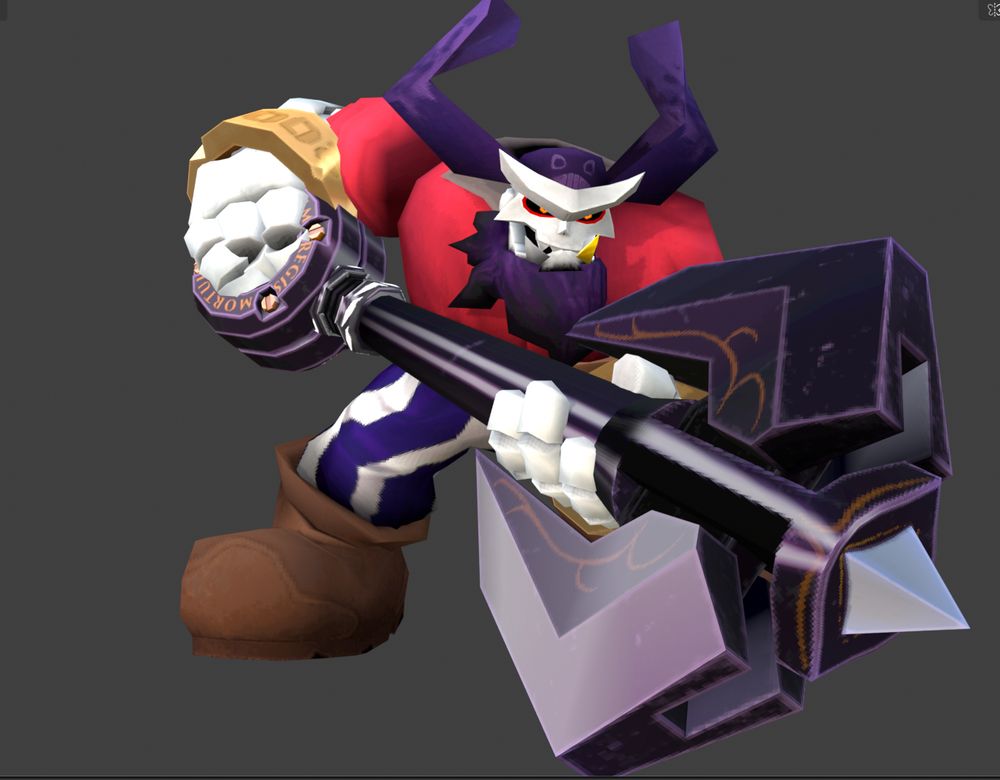 A front-facing render of Ivory readying his anchor into a secondary speargun mode.