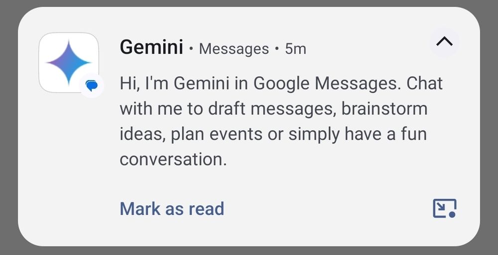Mensaje de Gemini (la IA) pidiéndome que la use
