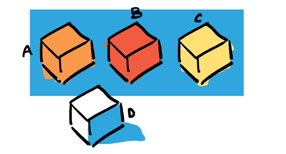 Same boxes with a bright blue background.