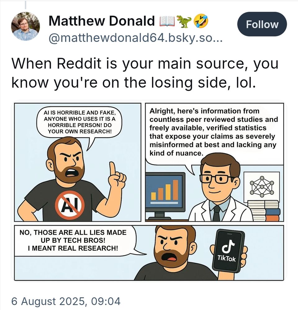 Screenshot of Matthew Donald posting: