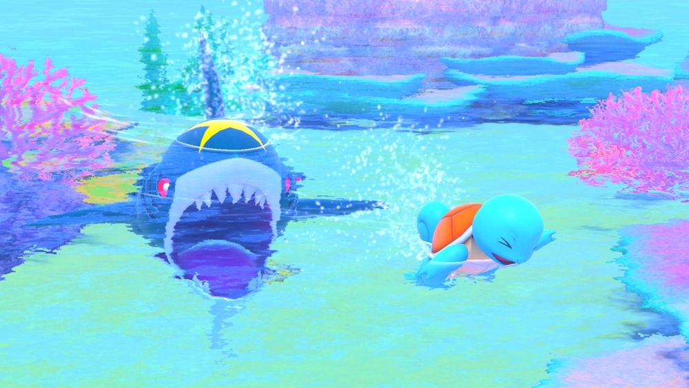 Image from New Pokémon Snap featuring Squirtle, Sharpedo