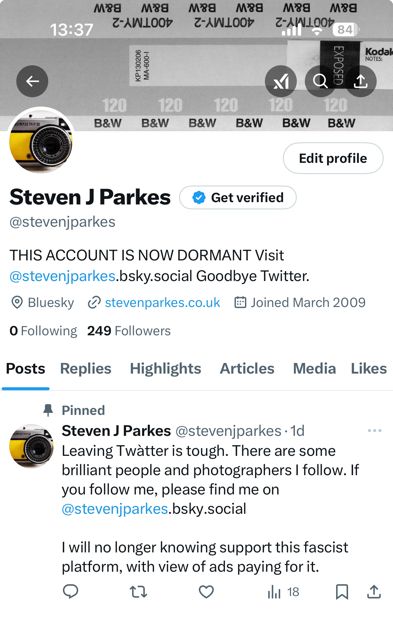 A twitter profile screenshot showing I am following no one on that platform anymore.
