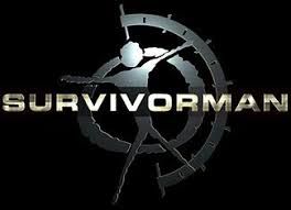Survivorman tv series logo of stick man in front of a sextant.