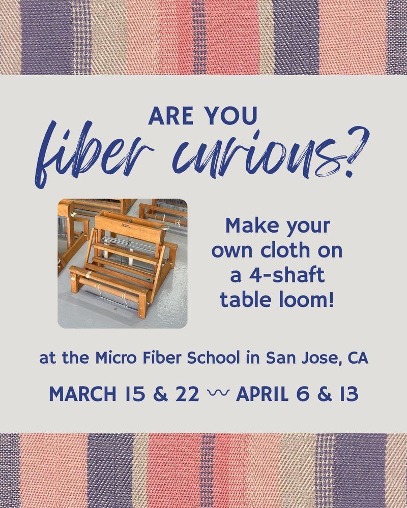 A small table loom bordered by a weaving sampler. Are you fiber curious?