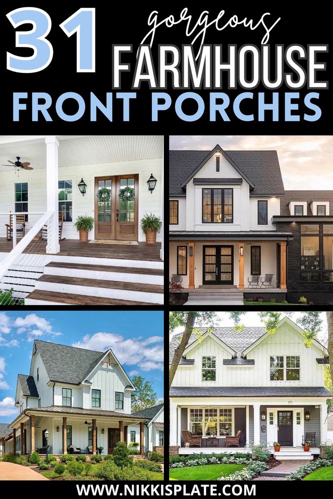 Four examples of sprawling American porches, which English people would call verandas