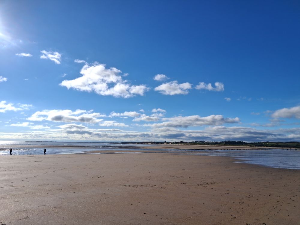 Looking along the beach towards Amble