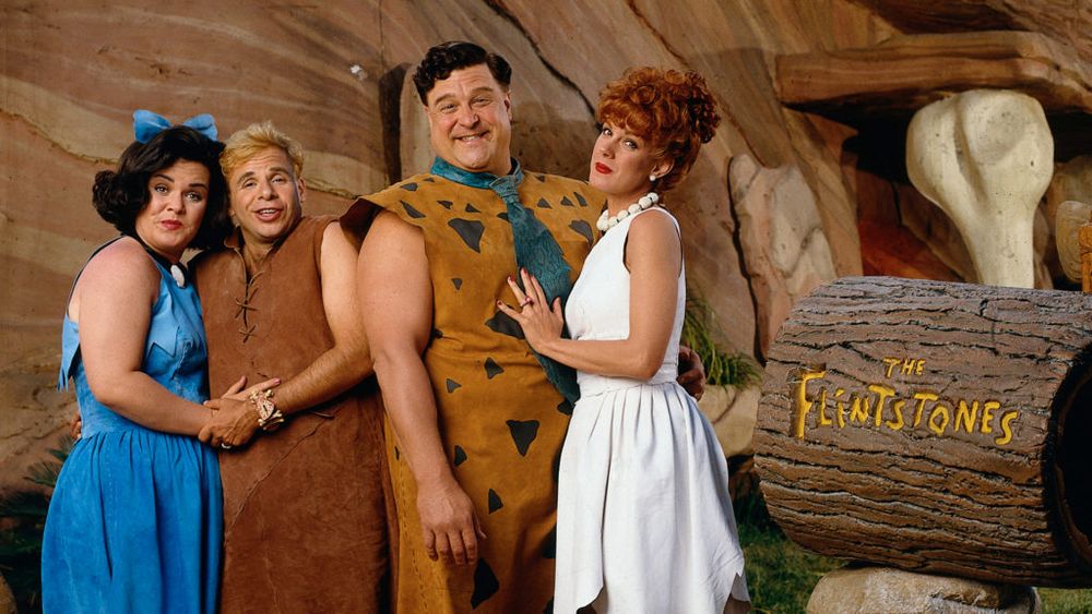 An image of Betty, Barney, Fred, and Wilma from the first live action THE FLINTSTONES (1994)