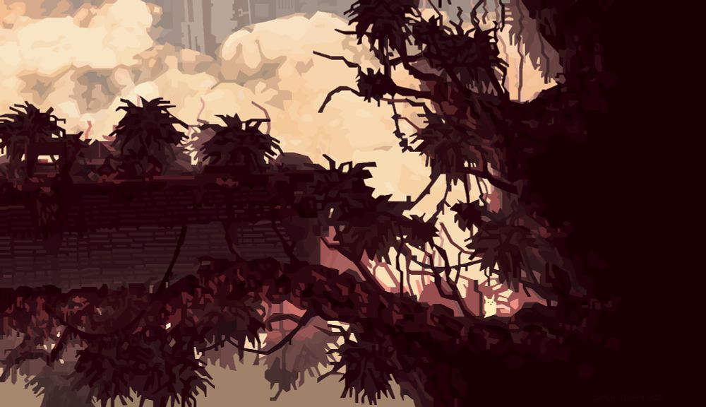A digital painting of Outer Expanse from Rain World: Downpour.