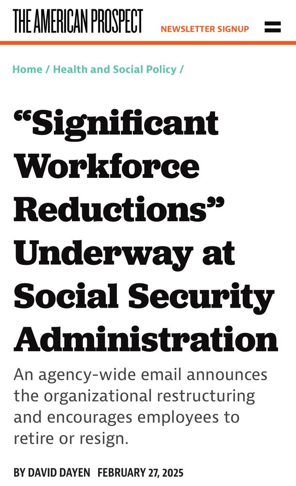 American Prospect: “Significant Workforce Reductions” Underway at Social Security Administration