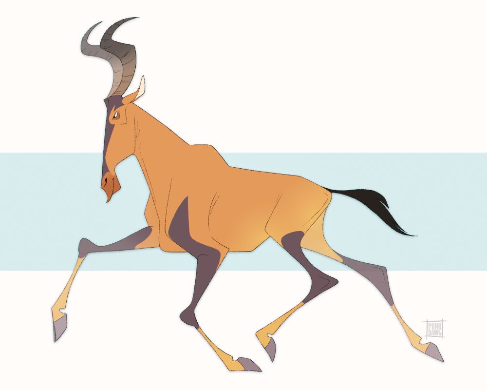 digital drawing of a stylized Red hartebeest
