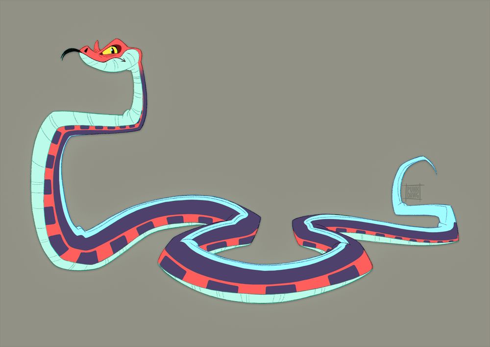 digital drawing of a stylized San Francisco garter snake