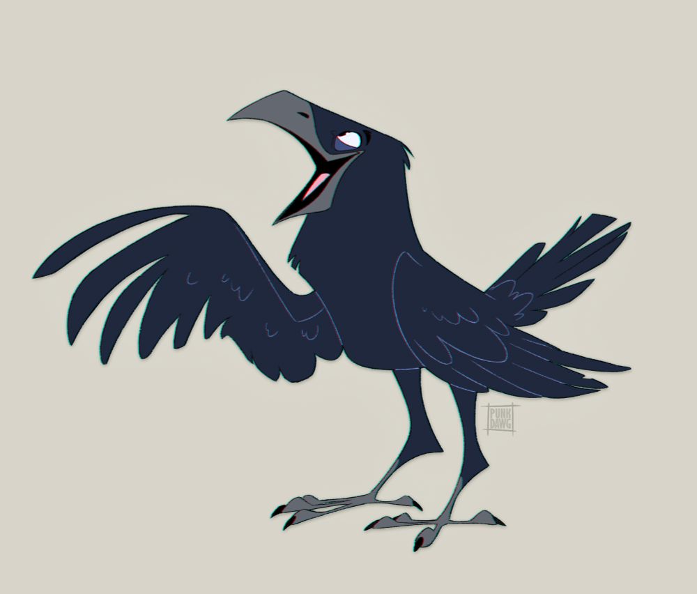 Drawing of a stylized raven