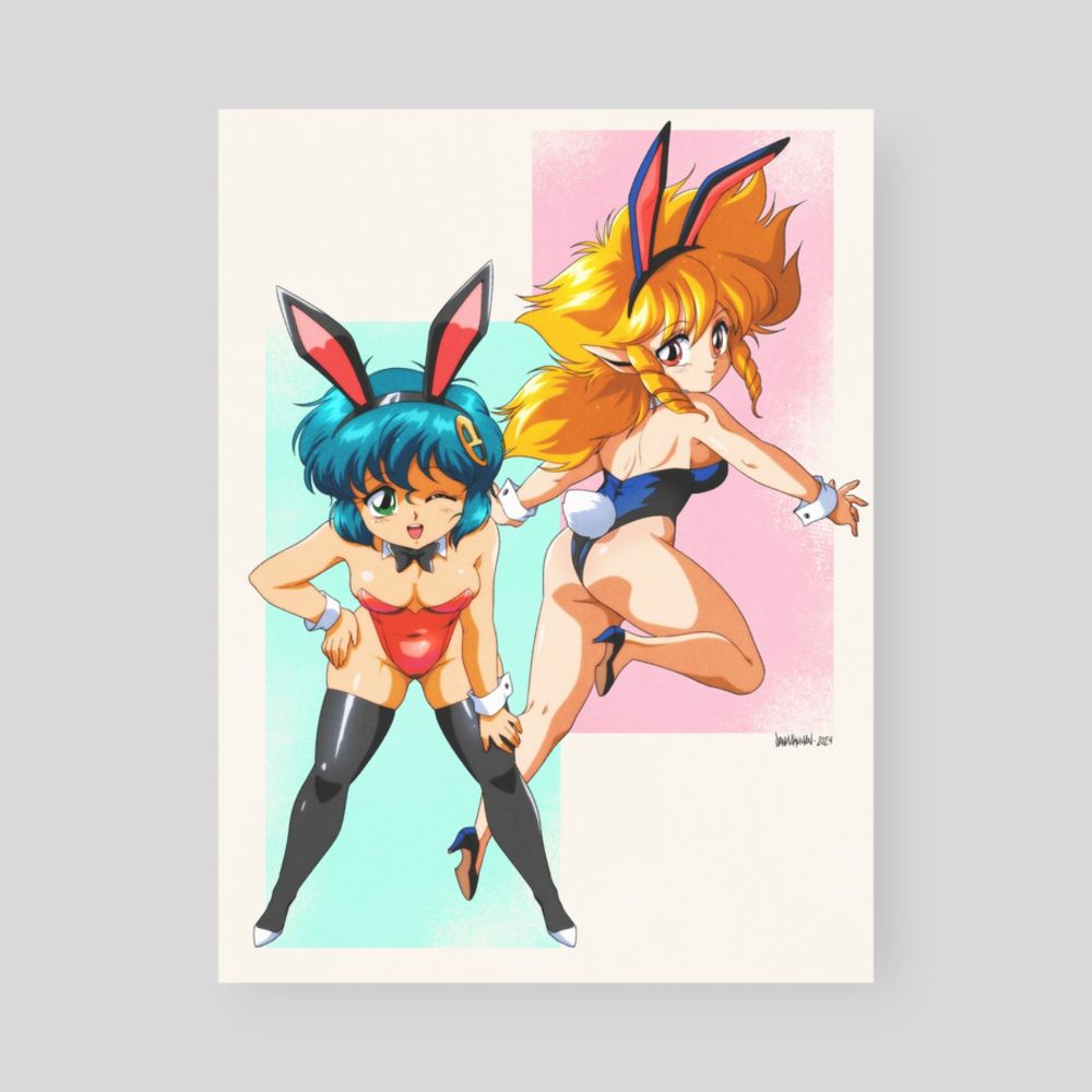 Iczer-1 and Nagisa Bunnies, an art print by DANMAKUMAN