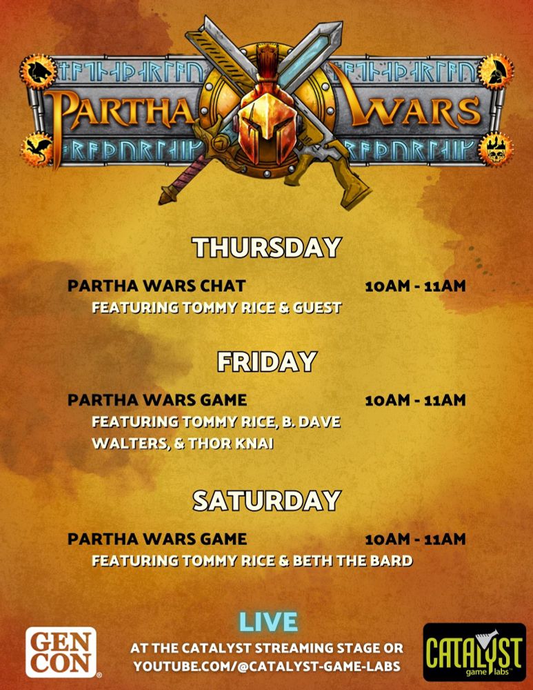 10am-11am: Partha Wars Chat with Tommy Rice and Guest