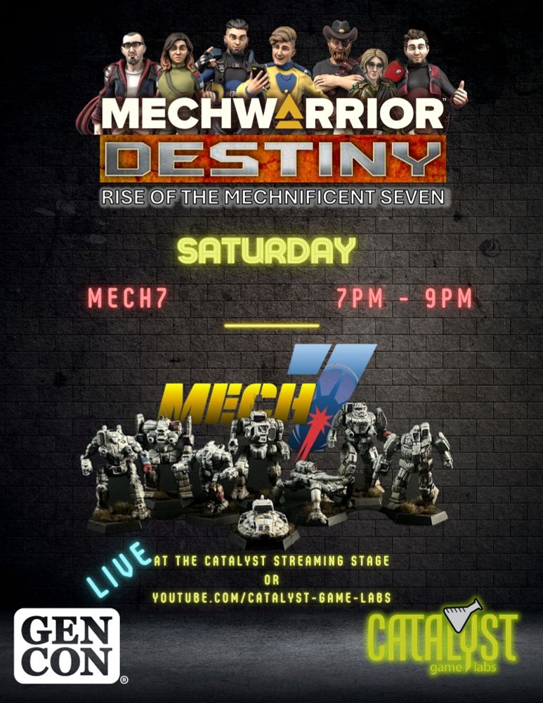 7pm-9pm: The Mechnificent 7 with Big Red, Tex Talks BattleTech, and more