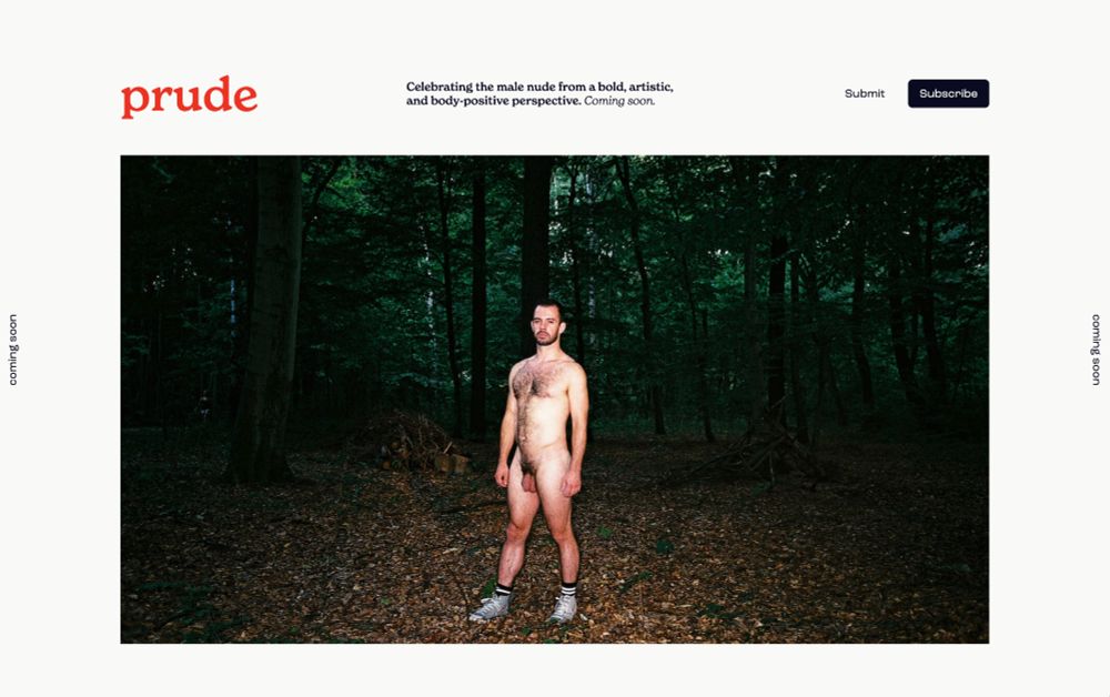 Screenshot of prude magazine landing page.