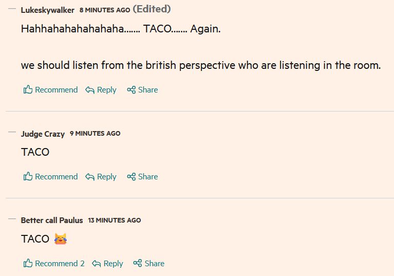 FT Comments:
TACO
TACO
TACO