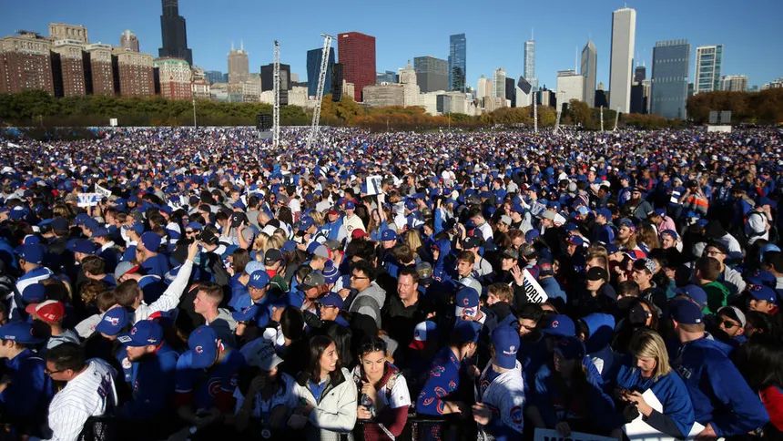 An image of too many Cubs fans, the largest gathering of humans in the history of the Western Hemisphere