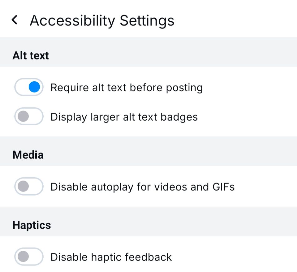 Turn on alt text reminder accessibility setting