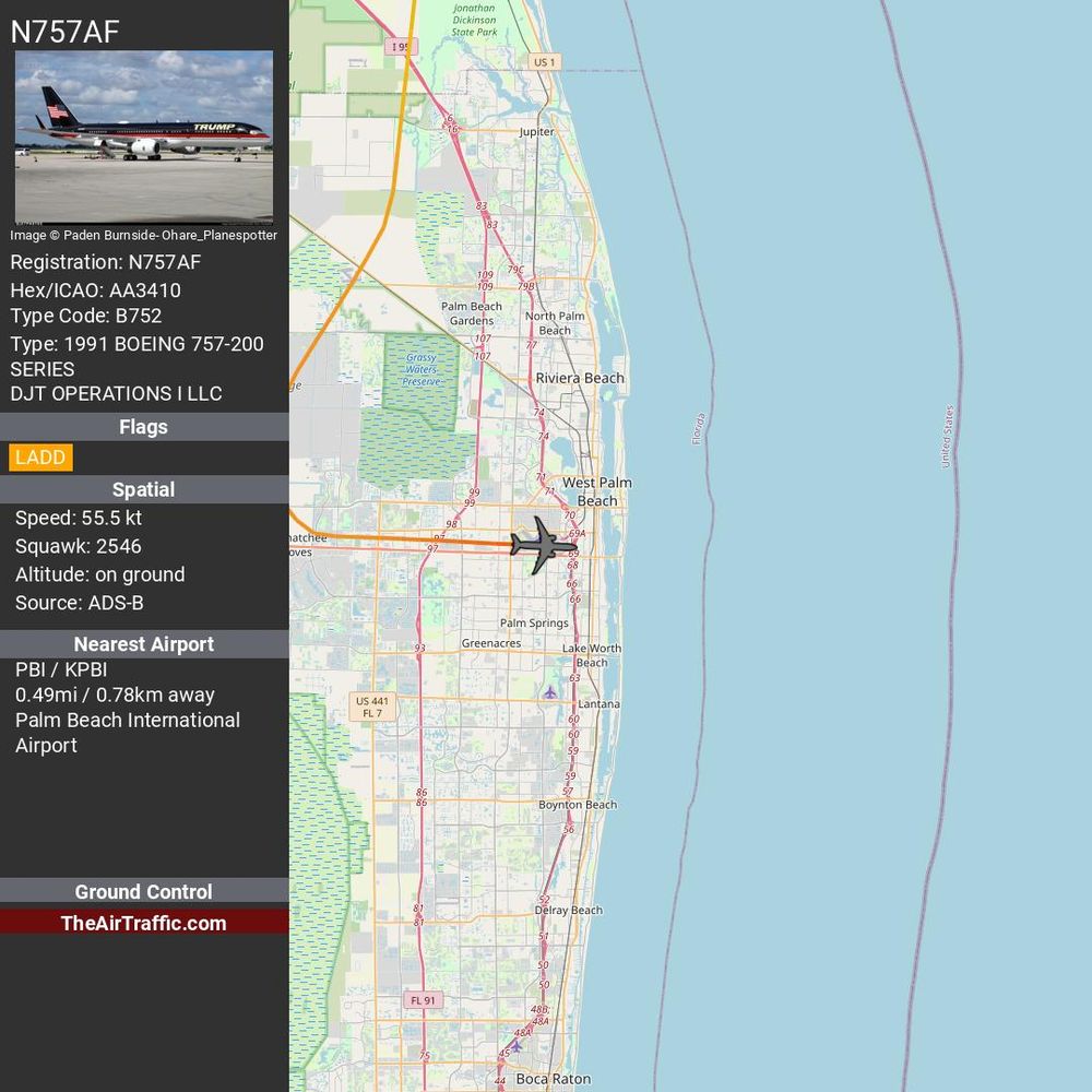Reg: N757AF On Ground: True Alt: 0 Last Contact: 0:00:00.400786 Trigger: now on ground