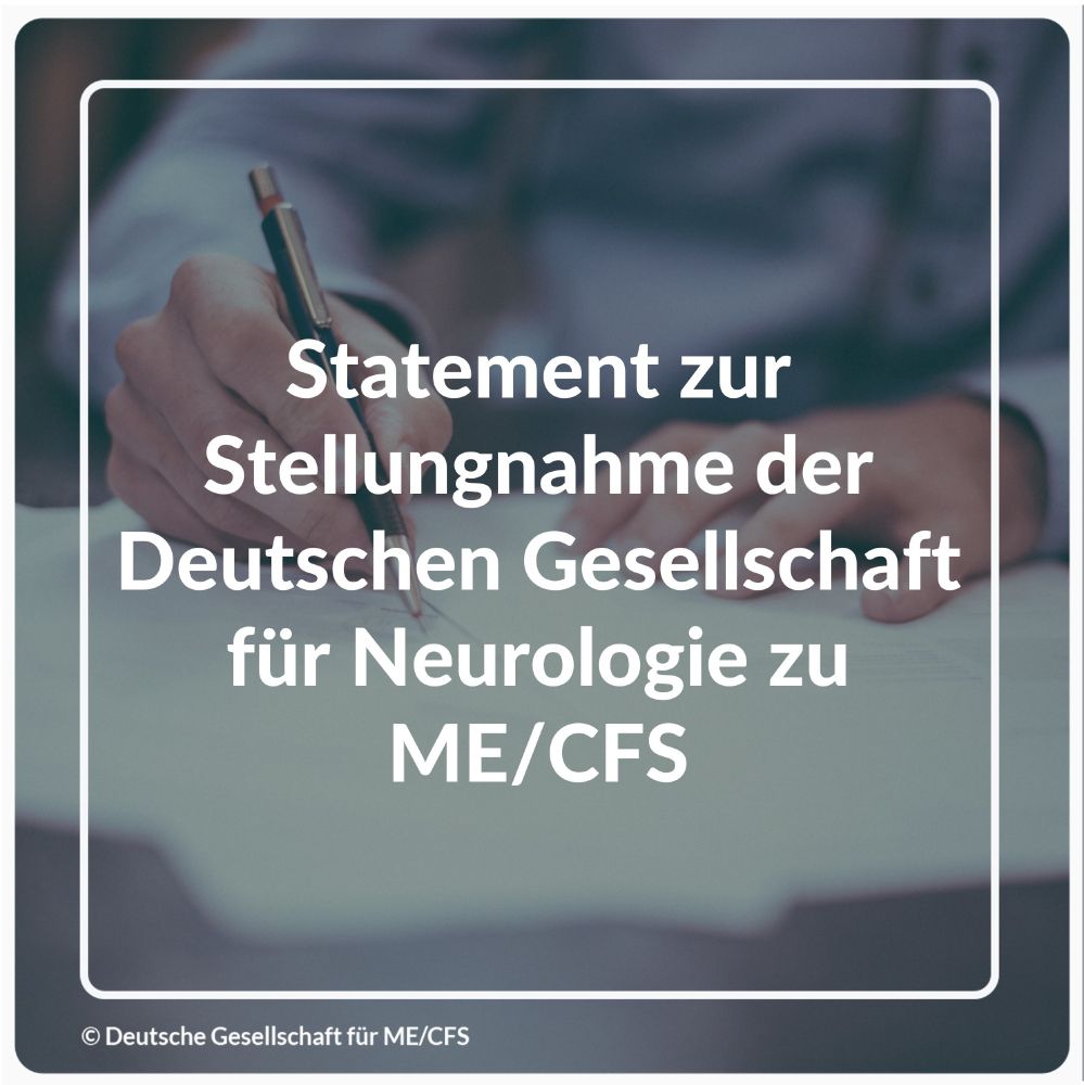 Schriftzug: Statement zur Stellungnahme der Deutschen Gesellschaft für Neurologie zu ME/CFS.