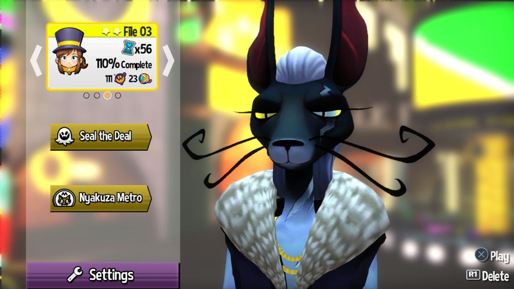 An A Hat in Time save file with 110% completion (all death wishes beaten).