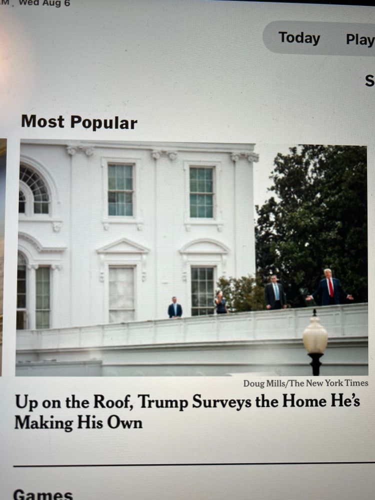 A demented DJT wanders onto the White House roof and the New York Times says he is “surveying his home”!