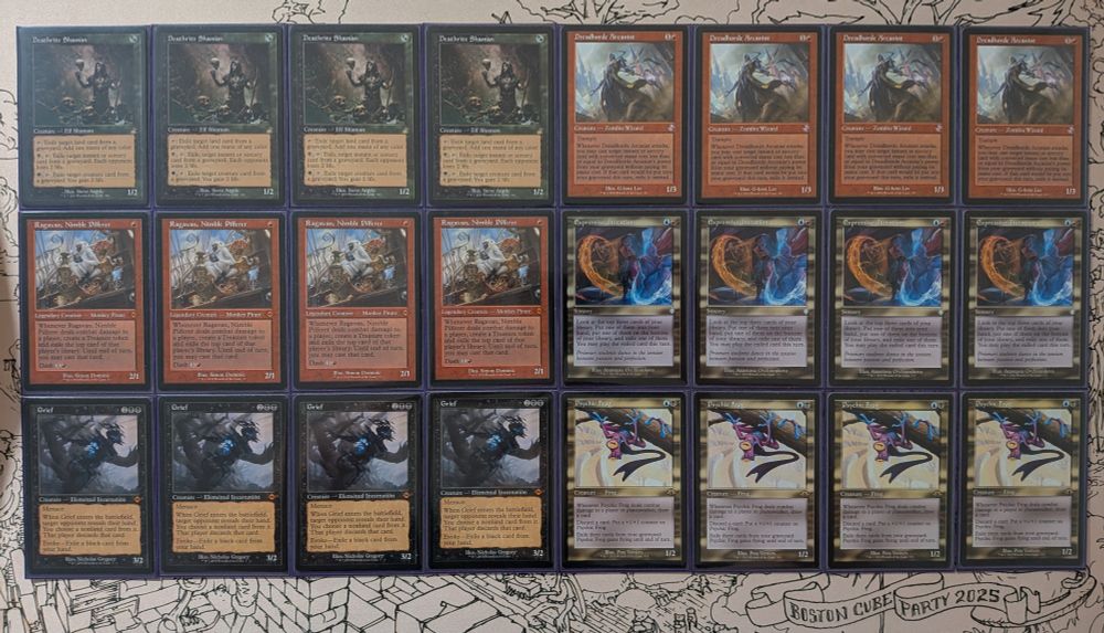 Deathrithe Shaman - RVR #363
Dreadhorde Arcanist - TSR #341
Ragavan, Nimble Pilferer - H2R #11
Expressive Iteration - BRC #125
Grief - H2R #7
Psychic Frog - MH3 #433