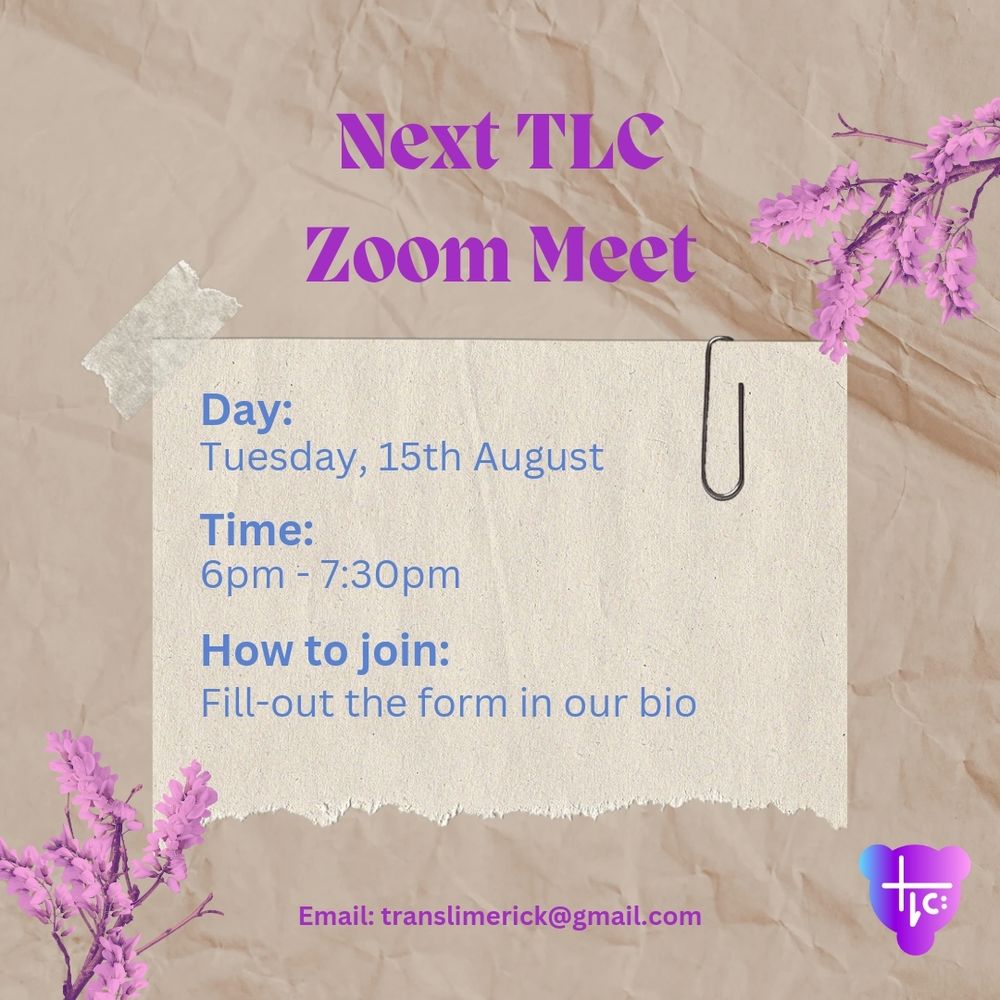 Next TLC Zoom Meet.
Day: Tuesday, 15th August.
Time: 6pm - 7:30pm.
How to join: Fill-out the form in our bio.
Email: translimerick@gmail.com.