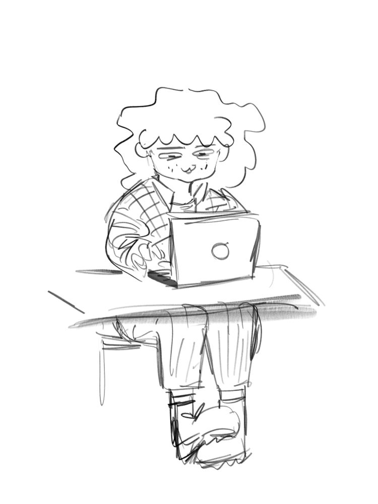 Tired looking PA taking meeting notes on their computer 
