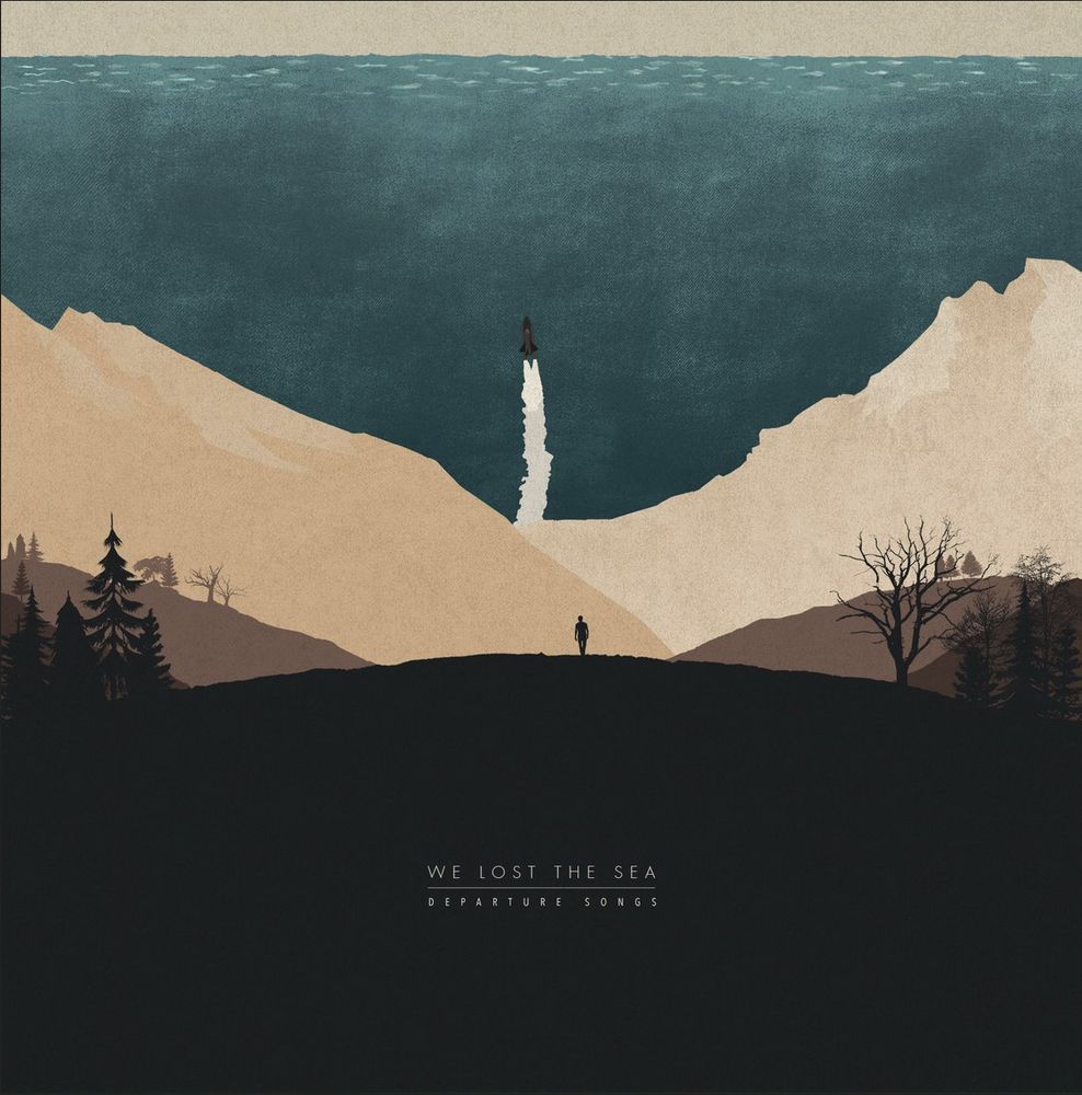 The cover for the 2015 post-rock album "Departure songs" by We Lost the Sea. It depicts the themes of the different songs in flat minimalist style.