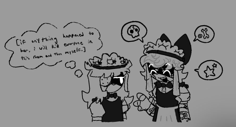 d cares about t a lot. deeply
she listens to t ramble about whatever macabre stuff is on their mind