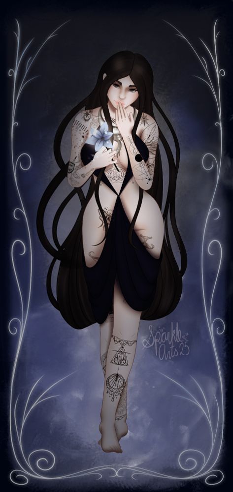 Yana from Celestis walking towards the viewer with a flower in her hands