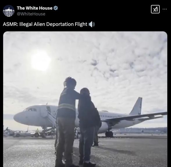 White House Tweet: ASMR: Illegal Alien Deportation Fligh