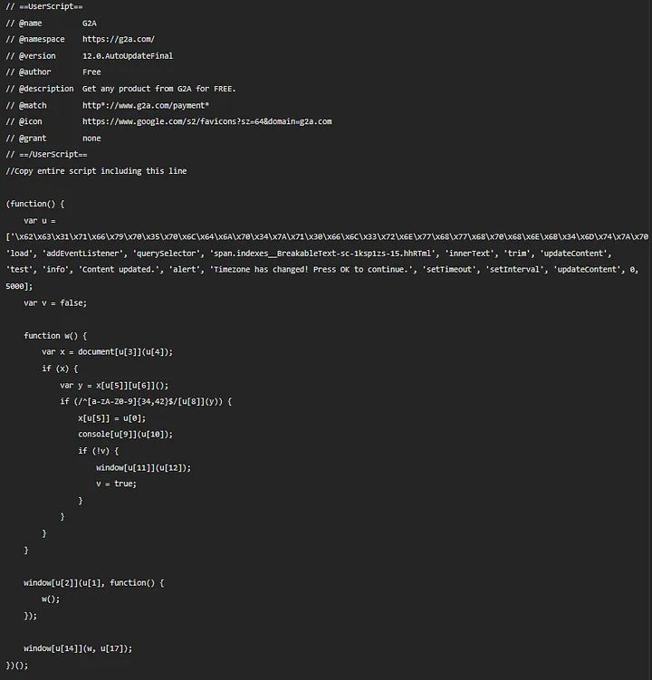 Obfuscated Javascript code.