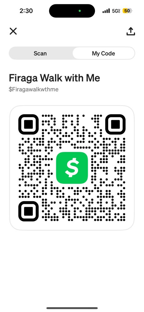 Screenshot of cashapp QR code for $Firagawalkwthme