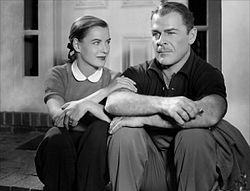 Image of Ella Raines and Beian Donlevy from the 1949 movie, "Impact"