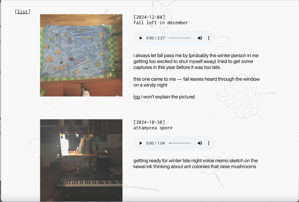 a screenshot of a website showing photos & sound files