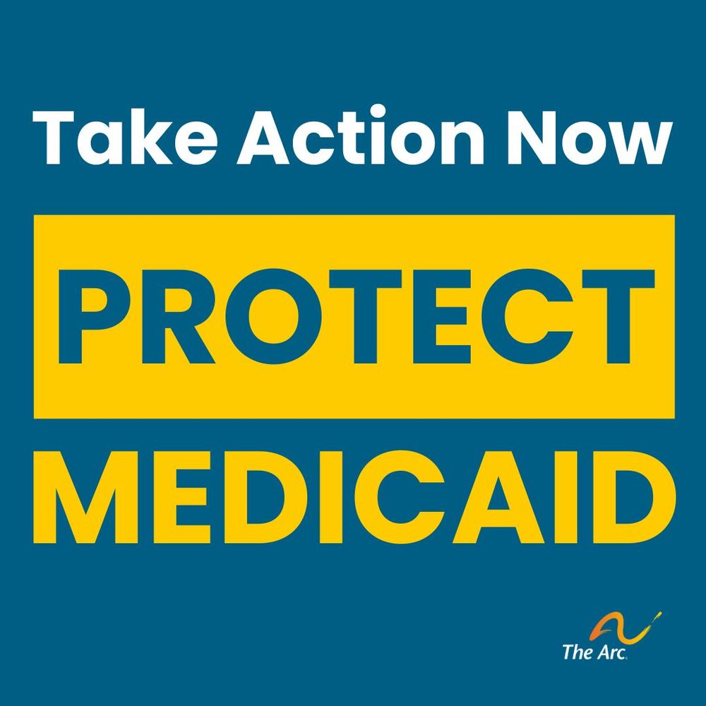 Blue background with white and yellow text that says, "Take Action Now. Protect Medicaid."