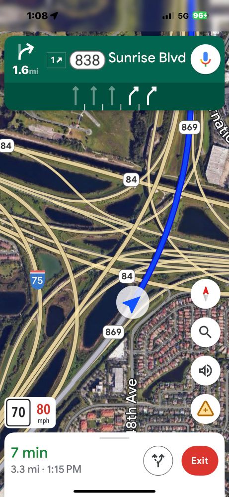 Screenshot of a big mess of roads on a map. Roads are white and look like tapeworms.