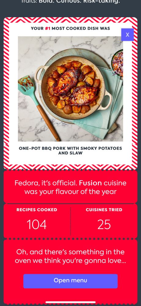 Gousto, a recipe kit company, telling me that I cooked 104 different meals this year.