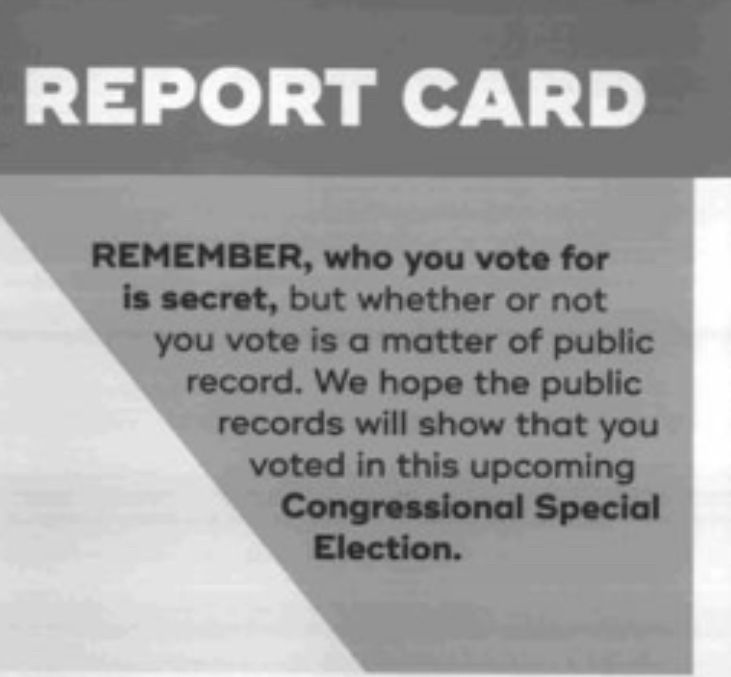 Tennessee Voter Report Card reminder that who you vote for is secret, but whether or not you vote is a matter of public record.