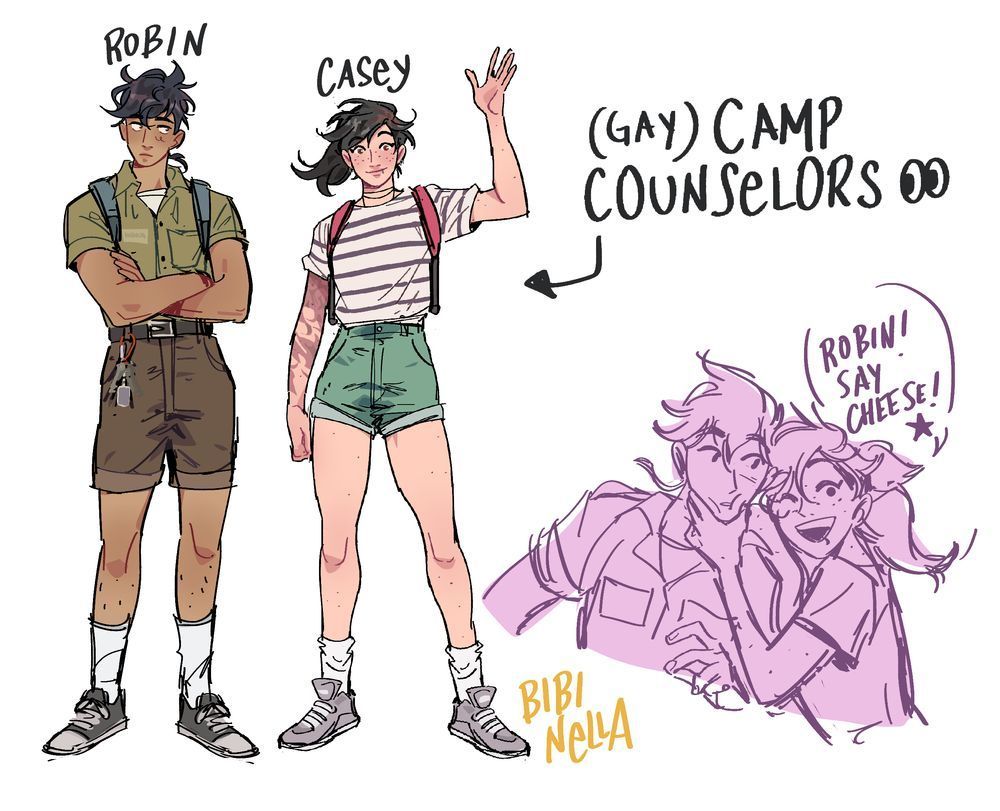 Drawings of Robin and Casey, original characters made by bibinella.