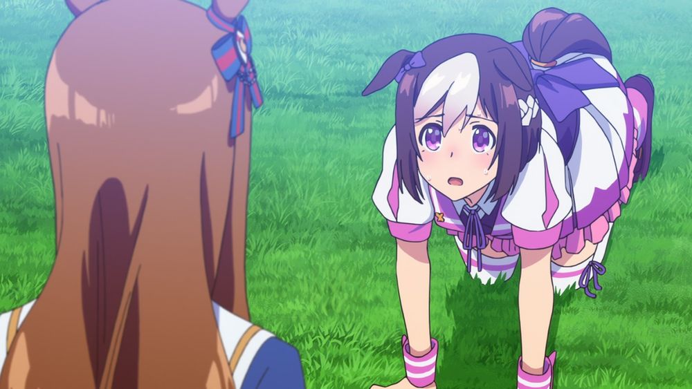 Special week from umamusume prostrating herself like a little prey bunny in front of grass wonder after being cucked on national television 