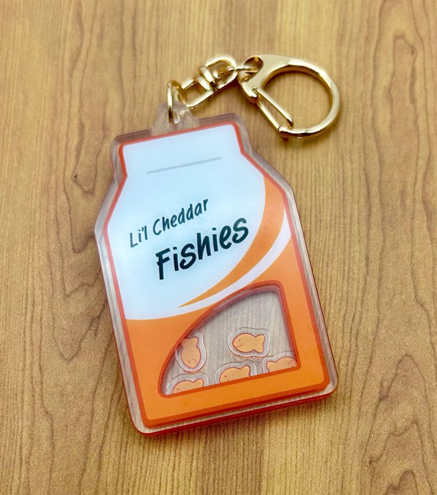 cheddar fish cracker keychain