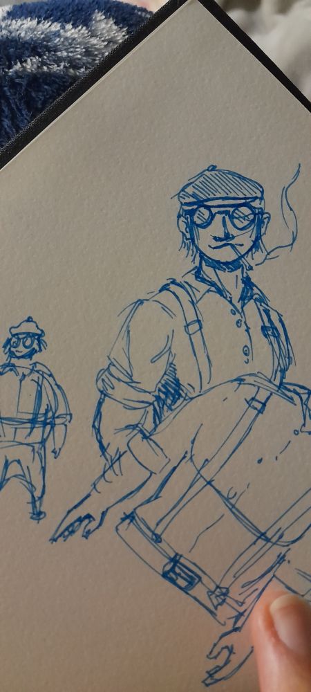 A drawing of plasmometer smoking a cigar. End id