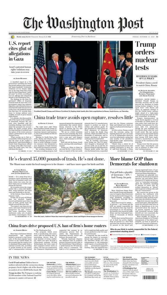 Friday's Washington Post #TomorrowsPapersToday