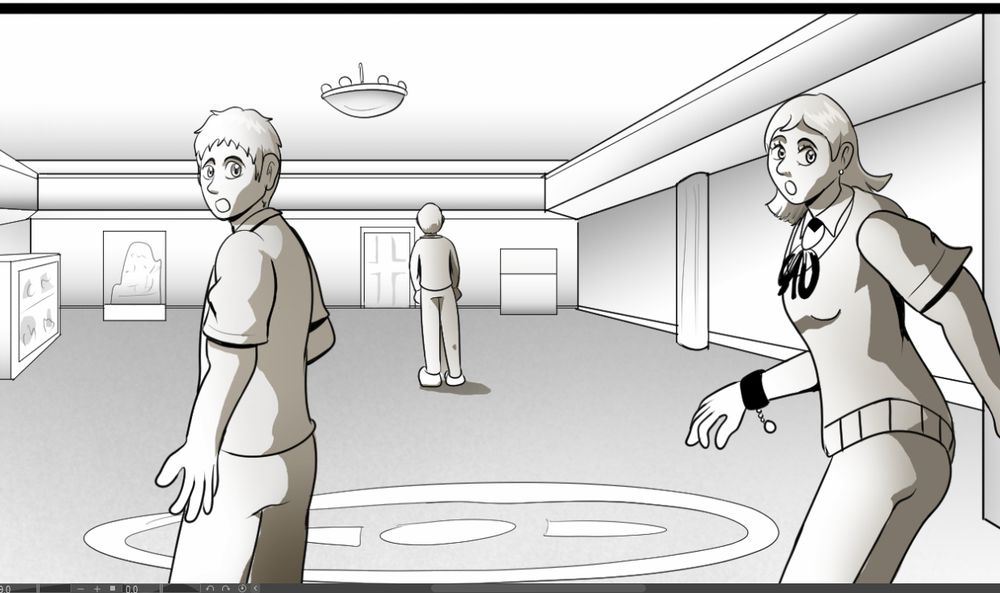 Work in progress comic panel for the webcomic Sealers Stories. It features main characters Alex Warren and Kelly nelson.